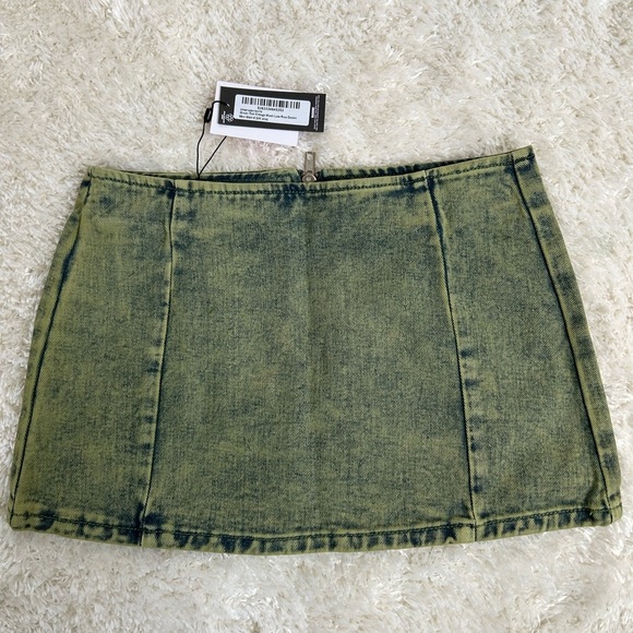 PLT Denim Mini Skirt in Green - Picture 1 of 2